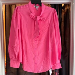 DKNY Vibrant Pink Blouse with Bow Detail
